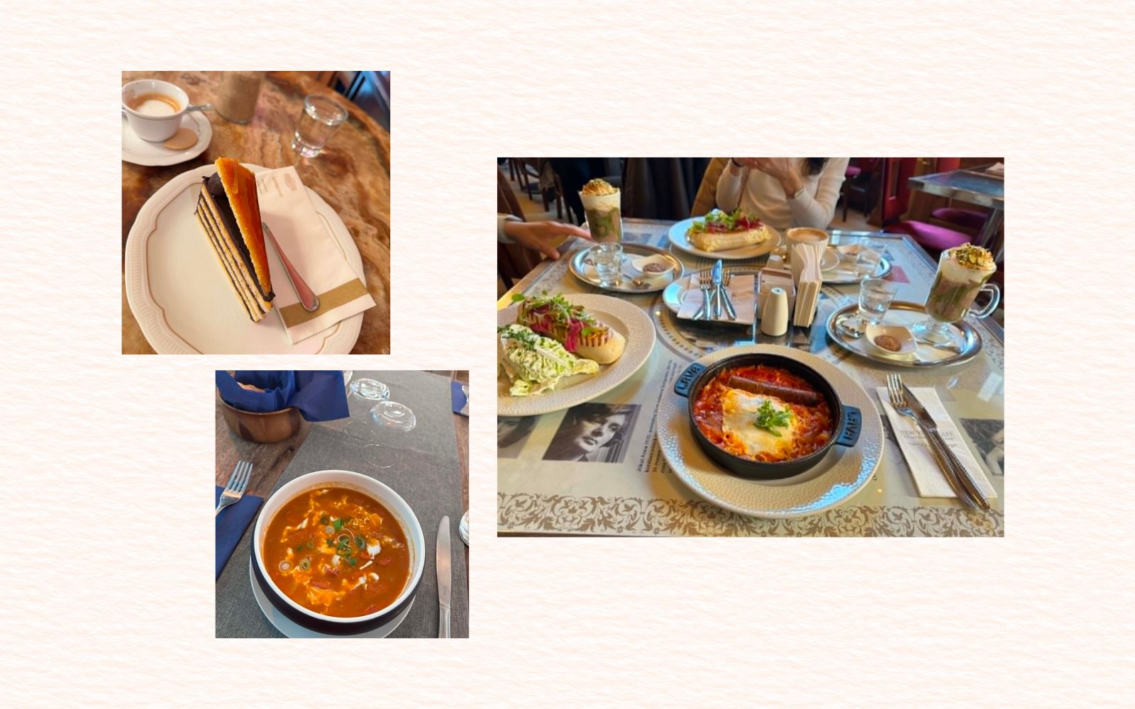 Budapest food guide collage with Hungarian food, coffee, pastries and café dishes