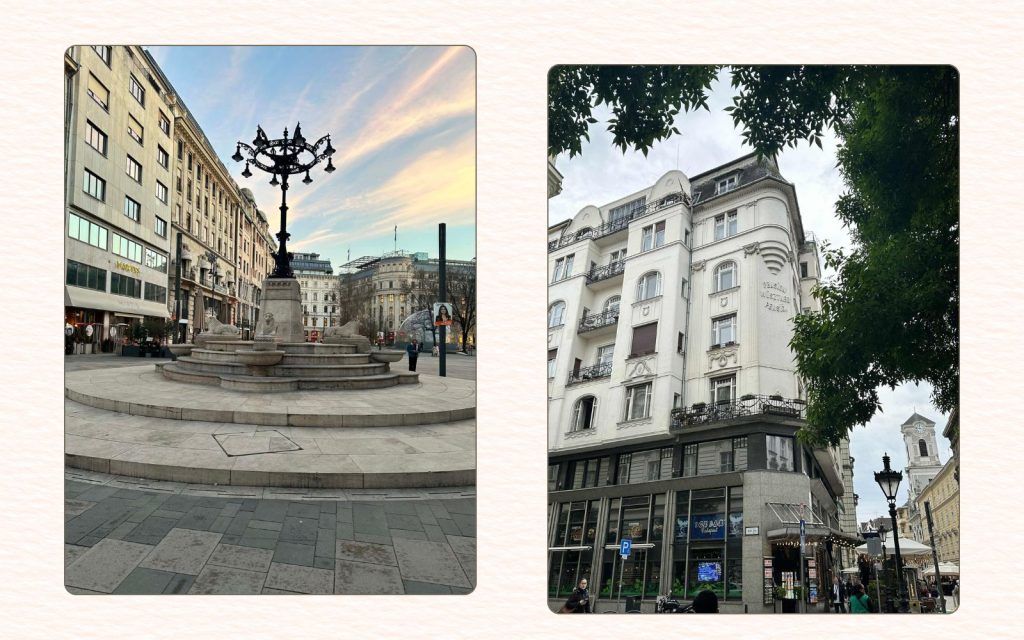 Central Budapest squares and elegant architecture in District V